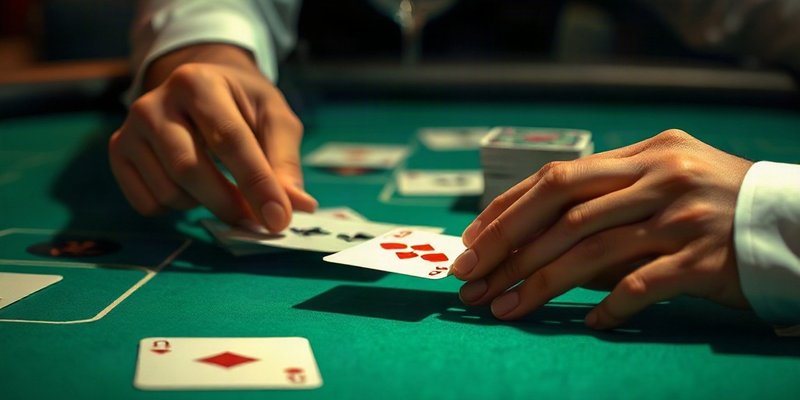 Dealer đang chia bài trong ván Baccarat