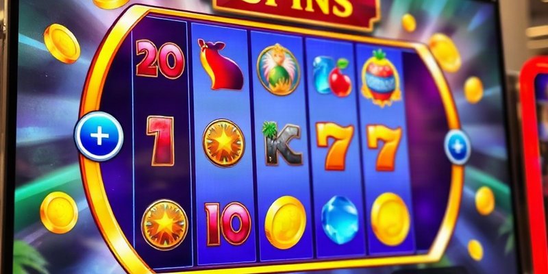 Màn hình game nổ hũ với vòng quay thưởng và biểu tượng bonus